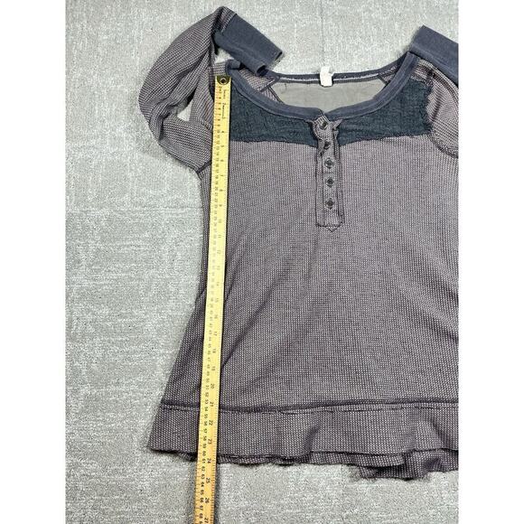 Free People Lace Thermal Long Sleeve Boho Top Size M - Picture 5 of 8